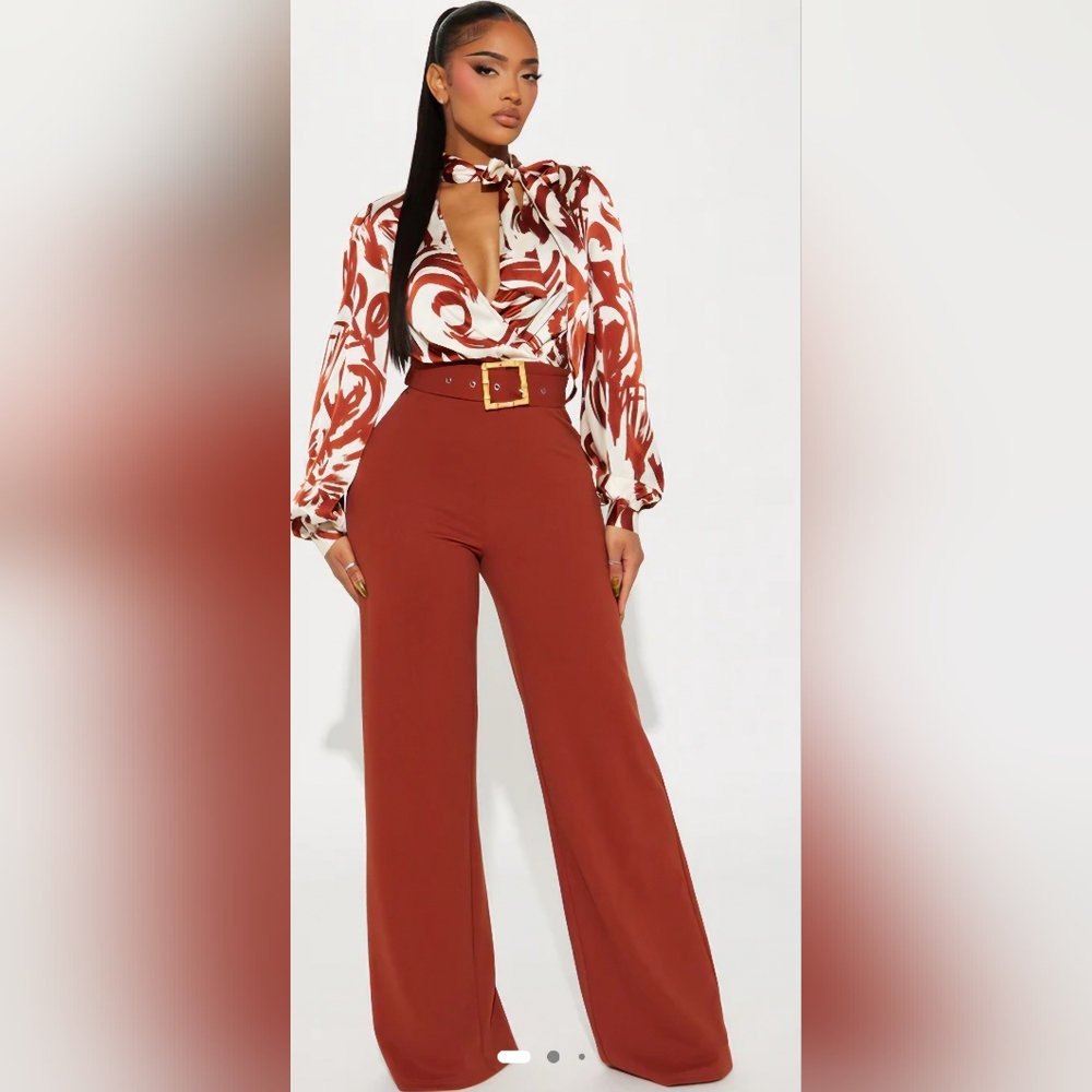 Elegant Rust High-Waisted Jumpsuit